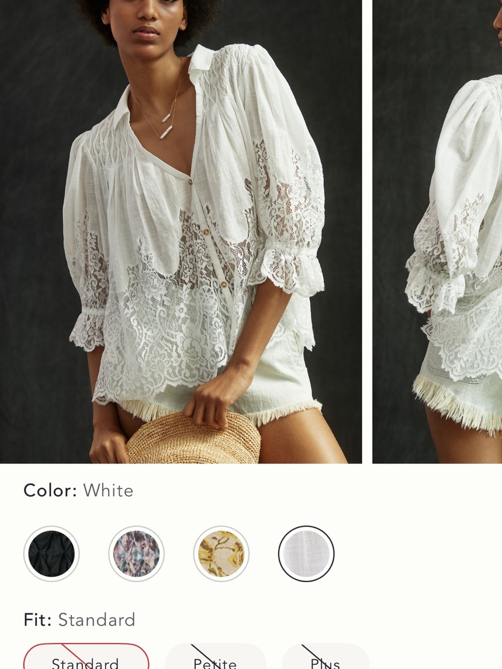 Anthropologie Victorian Sheer Lace White Blouse size large